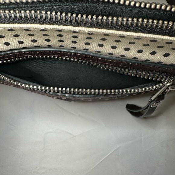 Fossil Dawson Polka Dot Brown, Black and Cream Crossbody Purse - Picture 5 of 6